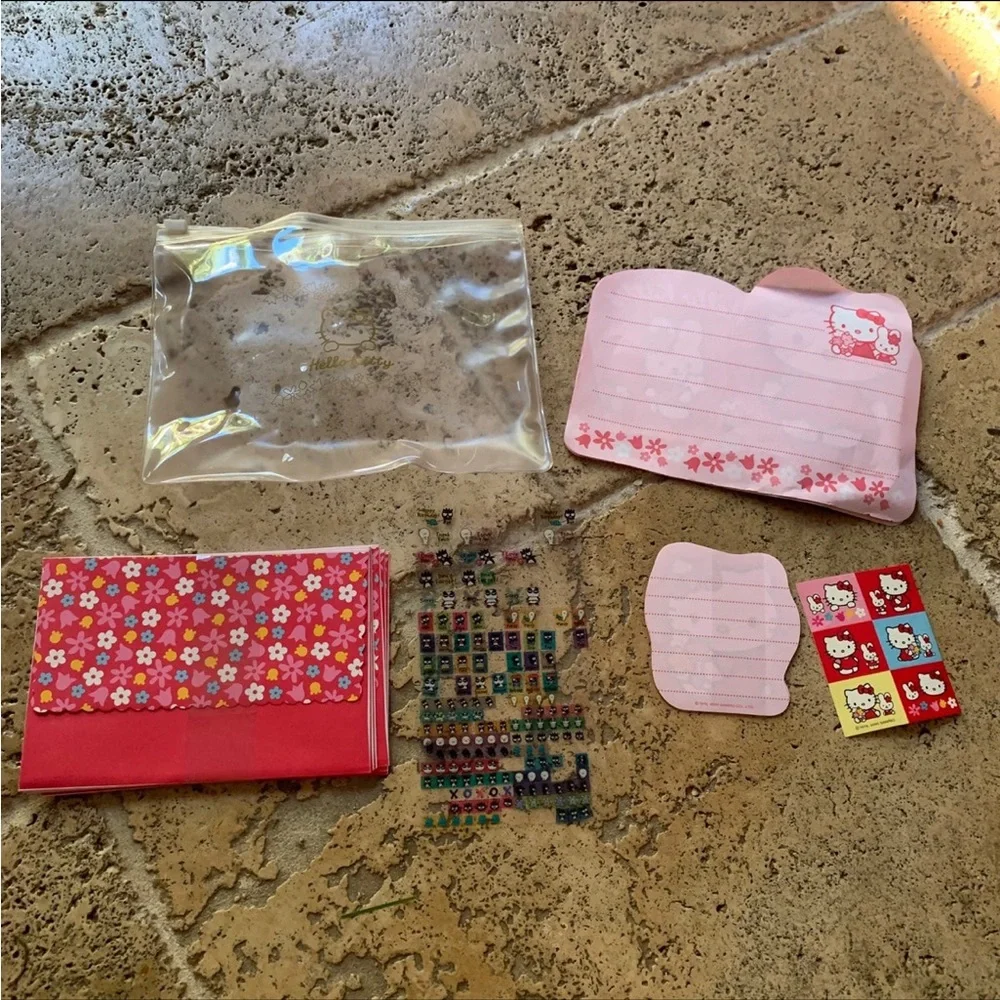 Hello Kitty Stationary Sticker Set Vintage Y2K 2000 Pouch Badtz-Maru Sanrio